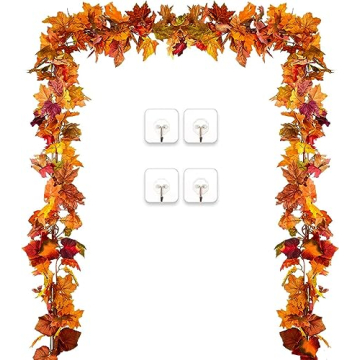 DearHouse 3 Pack Fall Garland Maple Leaf, 5.9Ft/Piece Hanging Vine Garland Artificial Autumn Foliage...