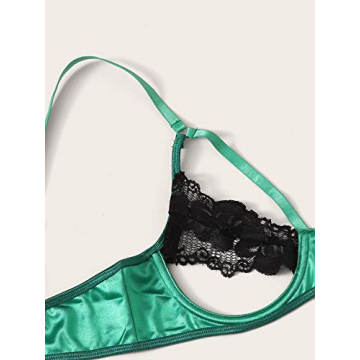 WDIRARA Women's Mesh Ruffle Garter Lingerie Set