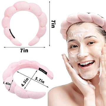 XSHYE Spa Headband for Women Girls Makeup Headband Sponge Terry Towel Cloth Fabric Headband for Washing Face,Skincare,Shower Hair Accessory (2 Pack - Pink+Black)
