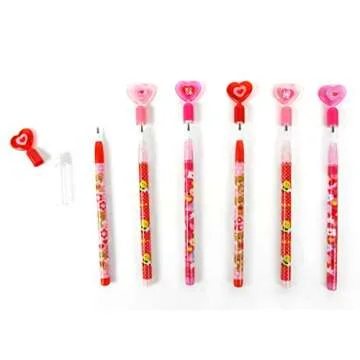TINYMILLS 24 Pcs Valentine's Day Heart Multi Point Pencils Party Favors Goodie Bag Stuffers Classroom Exchange Valentine's Day Pencils Party Supplies Heart Pencils