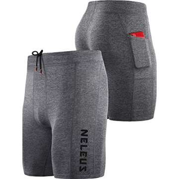 NELEUS Men's 3 Pack Running Compression Shorts with Pockets