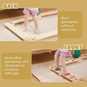 Wooden Balance Beam for Kids 3-5 Toddler Montessori Balance Beam Indoor Outdoor Kids Balance Steppin...