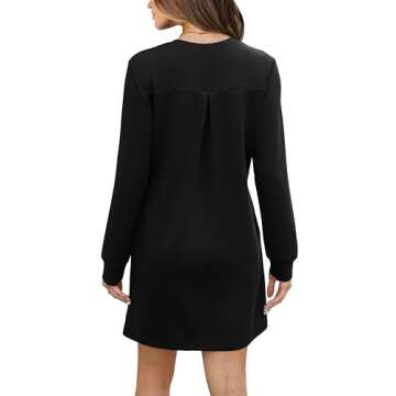 Trendy Long Sleeve Mini Dress with Pockets for Women