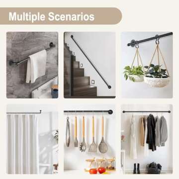 Blackout Industrial Curtain Rods for Windows, 1 Inch Pipe Wrap Around Indoor/Outdoor Room Divider Curtain Rods