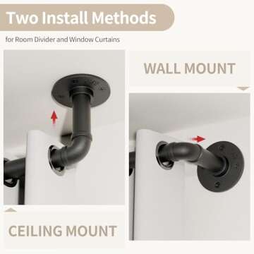 Blackout Industrial Curtain Rods for Windows, 1 Inch Pipe Wrap Around Indoor/Outdoor Room Divider Curtain Rods
