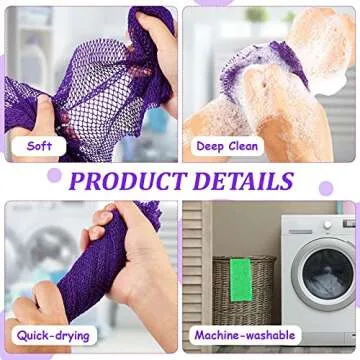 Shappy 6 Pieces African Net African Body Exfoliating Net Bath Sponge Exfoliating Shower Body Scrubber Back Scrubber Skin Smoother for Daily Use or Stocking Stuffer(Assorted Color)