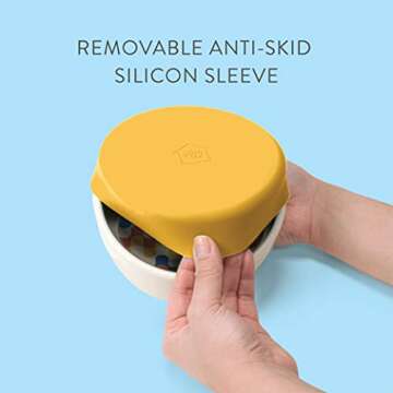 Now House for Pets by Jonathan Adler Bargello Duo Dog Bowl, Small Cute Ceramic Dog Food Bowl from Now House by Jonathan Adler for Water or Food, 4.5 Inch Dog Bowl, Yellow (FF16358)