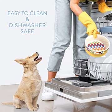 Now House for Pets by Jonathan Adler Bargello Duo Dog Bowl, Small Cute Ceramic Dog Food Bowl from Now House by Jonathan Adler for Water or Food, 4.5 Inch Dog Bowl, Yellow (FF16358)