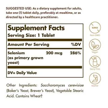 Solgar Selenium 200 mcg Tablets - 100 Count for Immune and Cellular Support