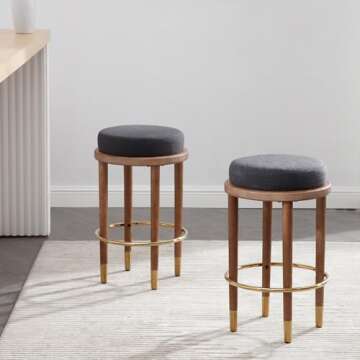 26 Inch Modern Farmhouse Accent Bar Stools Set of 2