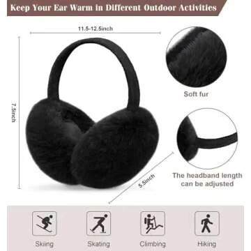 YSense Earmuffs Ear Warmers for Women Winter Fur Adjustable Foldable Ear Muffs Gifts