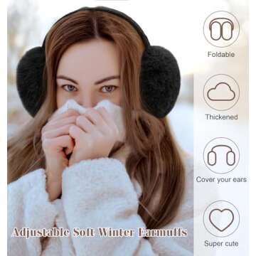 YSense Earmuffs Ear Warmers for Women Winter Fur Adjustable Foldable Ear Muffs Gifts
