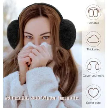 YSense Earmuffs Ear Warmers for Women Winter Fur Adjustable Foldable Ear Muffs Gifts