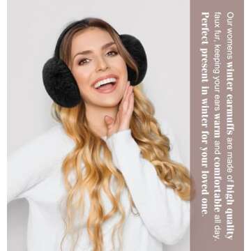 YSense Earmuffs Ear Warmers for Women Winter Fur Adjustable Foldable Ear Muffs Gifts