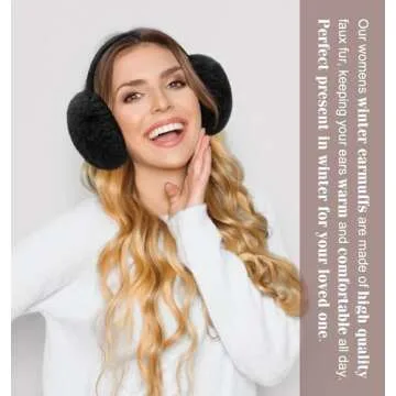 YSense Earmuffs Ear Warmers for Women Winter Fur Adjustable Foldable Ear Muffs Gifts