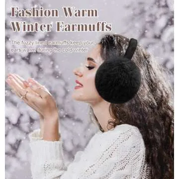YSense Earmuffs Ear Warmers for Women Winter Fur Adjustable Foldable Ear Muffs Gifts