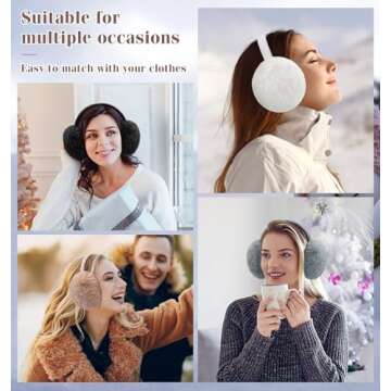 YSense Earmuffs Ear Warmers for Women Winter Fur Adjustable Foldable Ear Muffs Gifts