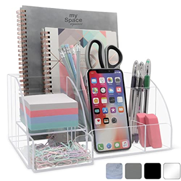 Clear Acrylic Desk Organizer with 9 Compartments for Office Use