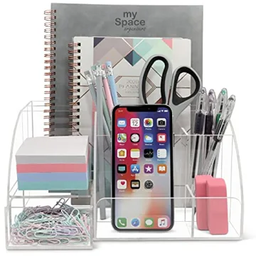 Clear Acrylic Desk Organizer with 9 Compartments for Office Use