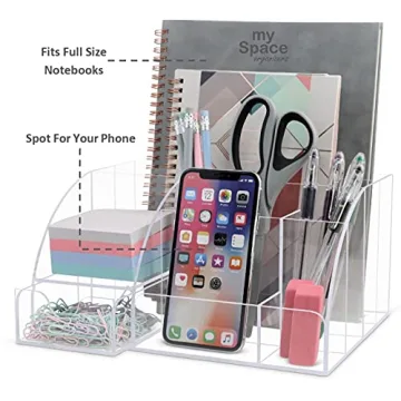 Clear Acrylic Desk Organizer with 9 Compartments for Office Use