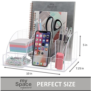 Clear Acrylic Desk Organizer with 9 Compartments for Office Use