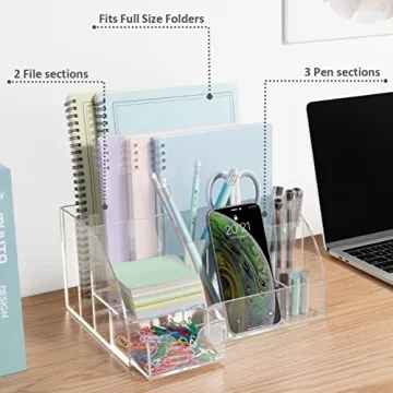 Clear Acrylic Desk Organizer with 9 Compartments for Office Use
