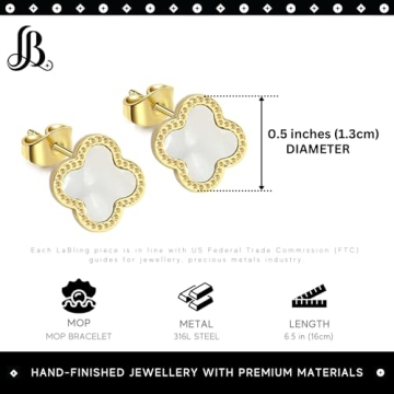 LaBling Clover Earrings - Hypoallergenic Pearl Studs for Women