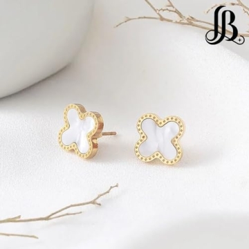 LaBling Clover Earrings - Hypoallergenic Pearl Studs for Women