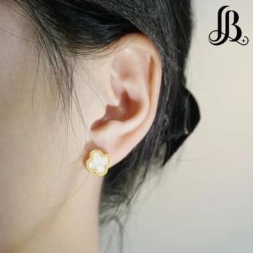 LaBling Clover Earrings - Hypoallergenic Pearl Studs for Women