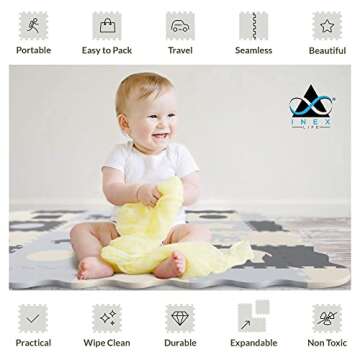 Soft Foam Baby Play Mat | Perfect Playmat for Tummy Time & Crawling - Extra Thick Padded Tiles Prote...
