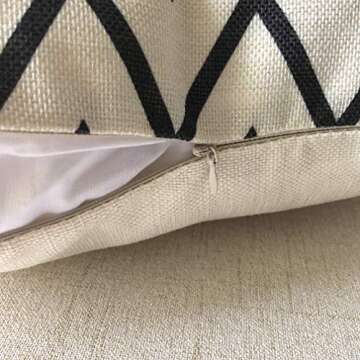 ULOVE LOVE YOURSELF Square Decorative Throw Pillows Cushion Covers Cotton Linen Black& Beige Stripes Modern Geometry Print Home Pillowcases 18 X 18 Inch,4 Pack(Stripe -1)