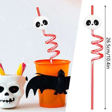 Halloween Party Favors Halloween Straws 24pcs Halloween Party Decorations Supplies Halloween Crazy Plastic Straws for Halloween Birthday, Baby Shower Party Decorations Favors