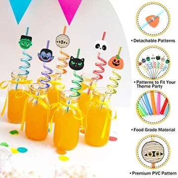 Halloween Straws 24pcs Party Decorations Supplies