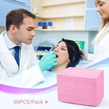 Dental Bib Disposable Pink Polyback Towel Waterproof Patient Bibs 3 Ply Tattoo Paper Napkins for Dental Clinic, Tattoo Piercing, Feeding - Soft and Fluid Resistant - 13'' x 18"