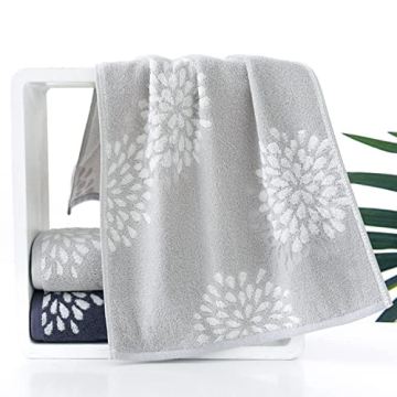 Pidada Hand Towels Set of 2 Elegant Floral Design White