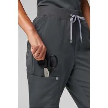 Fabletics Women's High Rise Active Scrub Jogger - MotionTech, 4-Way Stretch, Pocket-Packed, Lightweight, Semi-Slim Fit, L/Tall 31 in | 31, Onyx