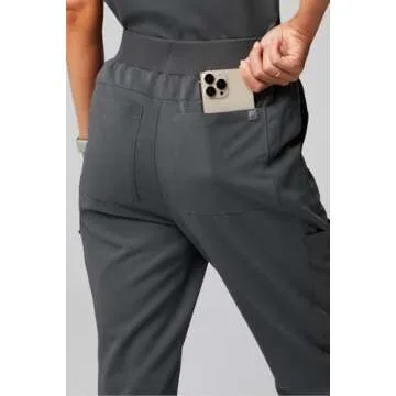 Fabletics Women's High Rise Active Scrub Jogger - MotionTech, 4-Way Stretch, Pocket-Packed, Lightweight, Semi-Slim Fit, L/Tall 31 in | 31, Onyx