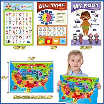 Gifts2U Pretend Play School Sets for Kids - With Teacher Bag, Whiteboard, Learning Clock, Educational Posters and Teaching Toy Supplies.