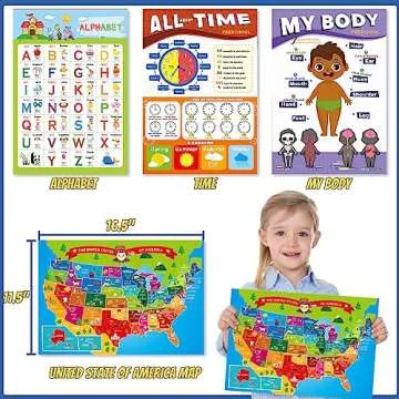Gifts2U Pretend Play School Sets for Kids - With Teacher Bag, Whiteboard, Learning Clock, Educational Posters and Teaching Toy Supplies.