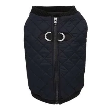 Gooby Fashion Vest Dog Jacket - Black, Large - Warm Zip Up Dog Bomber Vest with Dual D Ring Leash - Winter Water Resistant Small Dog Sweater - Dog Clothes for Small Dogs Boy or Medium Dogs