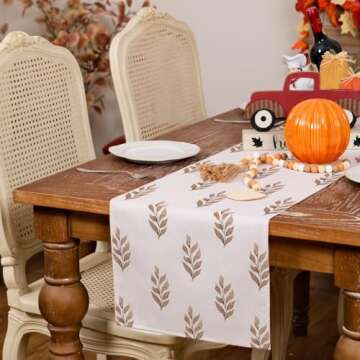 ARKENY Fall Leaf Table Runner 13x72 Inches, Holiday Indoor Outdoor Table Decoration for Home