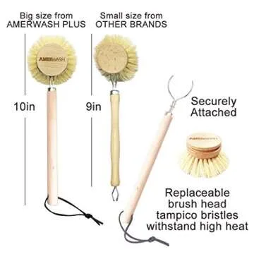 Eco-Friendly AMERWASH PLUS Dish Brush with Replacement Heads