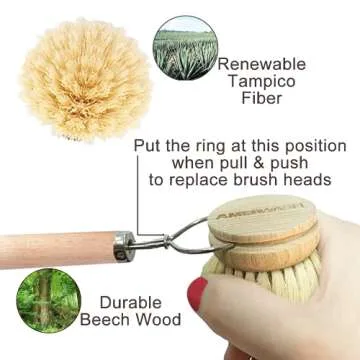 Eco-Friendly AMERWASH PLUS Dish Brush with Replacement Heads
