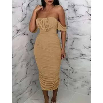 HOCILLE Sexy Off Shoulder Midi Dress for Any Occasion