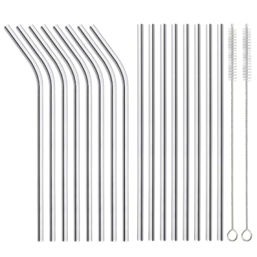 16 Pack Reusable Stainless Steel Straws Set with Brushes