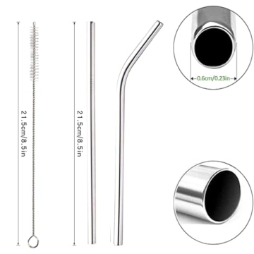 16 Pack Reusable Stainless Steel Straws Set with Brushes