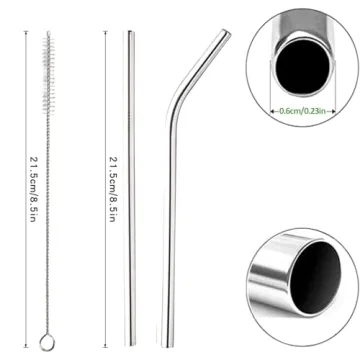16 Pack Reusable Stainless Steel Straws Set with Brushes