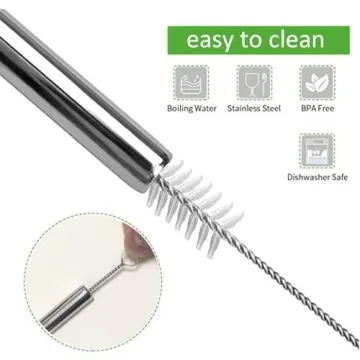 16 Pack Reusable Stainless Steel Straws Set with Brushes