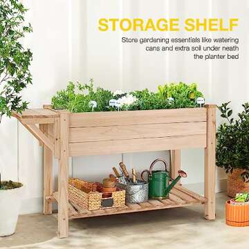 Aivituvin Elevated Plant Boxes with Storage for Outdoor Gardening