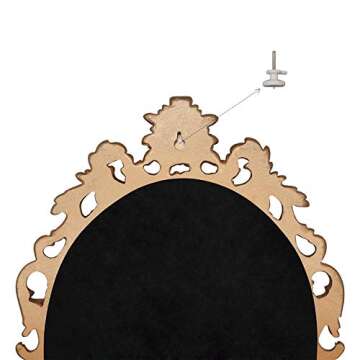 SIMON'S SHOP Oval Mirror Baroque Style Decorative Mirrors for Wall, 17.5 x 12.8 inches, Gold, Vintage Decor